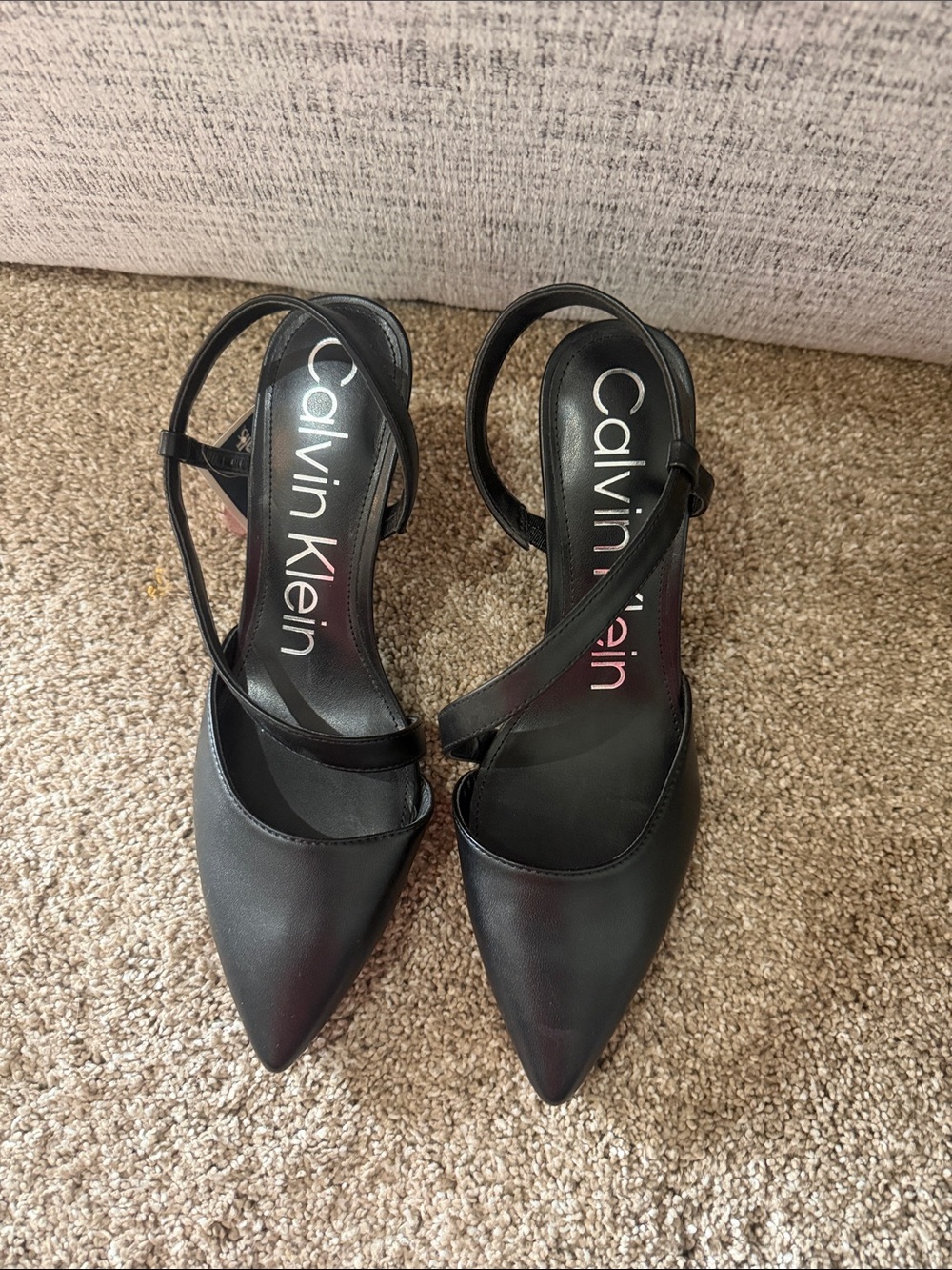 Calvin Klein Black Pointed Toe Slingback Pumps